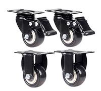Furniture Swivel Castor,Silent Caster for Furniture, Heavy-Duty Swivel Casters with Brakes, Fixed Wheels, Load-Bearing 180-250kg, with Screws, for Trolleys, Industrial Use and Moving Casters (Color :(