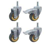 Furniture Swivel Castor,Swivel Stem Casters Wheels with Brakes, 100mm Heavy Duty Furniture Casters, Replacement Wheel, Silent, Office Chair Castor, M12*30mm, Load 280KG, for Trolleys, Cribs,Ind(4 Pcs)