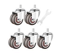 Furniture Swivel Castor,Trolley Swivel Caster, Office Chair Wheels, Replacement Caster Wheels, M10x 15mm /11x22mm Stem Caster Wheels, Double Wheel Design 550lb/250kg Load Capacity, Pack of 5 Ca(A)