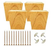 FurnitureFeet, 4 Patas de Madera Maciza for Muebles, Pata Cuadrada Repuesto for sofá, con Tornillos y Almohadillas, for Cama, cómoda, sillón, Mesa(Wood,12cm/4.72in)