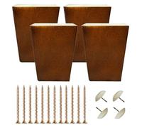 FurnitureFeet, 4 Patas de Madera Maciza for Muebles, Pata Cuadrada Repuesto for sofá, con Tornillos y Almohadillas, for Cama, cómoda, sillón, Mesa(Brown,12cm/4.72in)