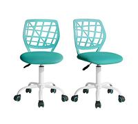 FurnitureR - 2 Piezas de diseño Colorido Asiento de Ordenador Moderno y Ajustable Trabajo Giratorio sin apoyabrazos. Silla de Oficina para niños, Turquesa, Metal, 38,5 cm x 40 cm x 75-87 cm