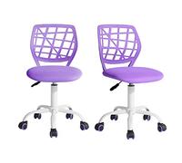 FurnitureR 2 sillas ergonómicas Ajustables giratorias de Altura para Ordenador Ejecutivo para el hogar, Oficina, Estudio, Lila, plástico, 38 cm x 39 cm x 75 - 85 cm