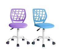 FurnitureR 2pcs Home Office Chair, Ergonómico Ajustable Height Swivel Rolling, Silla Ordenador para el hogar, la Oficina y el Estudio, Metal, Blue Purple, 38.5CM x40CM x75-87CM