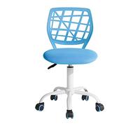 FurnitureR - Asiento de Ordenador con diseño Ajustable, Silla de Trabajo giratoria sin apoyabrazos, Sala de Estudio para niños, Oficina en casa, Azul, Metal, Azul, 38,5 cm x 40 cm x 75 - 87 cm