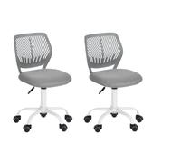 FurnitureR Asiento de Tela de Escritorio ergonómico sin reposabrazos, Silla giratoria de Altura Ajustable para Oficina en casa, Estudio, Sala de Juegos, Gris, 40 x 38,5 x 87 cm
