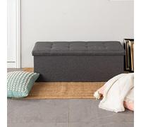 FurnitureR - Banco de Almacenamiento de Tejido, otomano de Punta de Cama, Almacenamiento para reposapies, baúl de Almacenamiento Interior con Compartimento extraíble, para Sala de Estar, Dormitorio