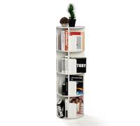 FurnitureR Bookcese giratorio de 4 niveles, estante de madera giratorio de 360°, almacenamiento de pie para sala de estar, sala de estudio, dormitorio, espacio de esquina, 40 x 40 x 128 cm, color
