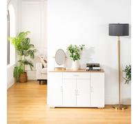 FurnitureR Buffet Multi-Storage Unit, Sideboard, Gabinete, Cupboard with 4 Doors 1 Drawer, Large Shelf Space for Kitchen, Dining Room, Estanterías y Almacenamiento de Platos, Wood Top, 118 x 30 x 70