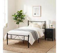 FurnitureR Cama Individual con Marco de Metal Industrial, Cama de Metal para Adolescentes/Adultos, Adecuada para Dormitorio, Dormitorio de Estudiantes y Otras escenas múltiples, con líneas Simples de