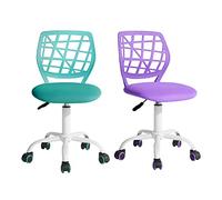 FurnitureR Carnation 2pcs Home Office Chair, Ergonómico Ajustable Height Swivel Rolling, Silla Ordenador para el hogar, la Oficina y el Estudio, Metal, Turquesa púrpura, 38.5CM x40CM x75-87CM