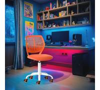 FurnitureR Compact Kids Gaming Chair, Hollow PP Backrest, ajustable Height, Ergonomic Swivel Sponge Seat, 5-Wheel Iron Base, for Teens & Childrens Drawing, Gaming, Classroom, CITRUS, 38,5 x 40 x 87 cm