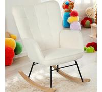 FurnitureR Elegante Columpio Blanco para habitación Infantil, diseño Moderno, Funda de Tela cómoda, Marco de Madera Resistente, Ideal para Relajarse, construcción Estable