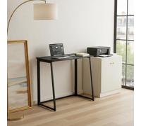 FurnitureR Escritorio Compacto y Plegable, Bandeja de Madera Efecto Negro y Marco metálico, fácil de Transportar y Guardar, para Dormitorio, salón u Oficina, Negro, 80 x 40 x 74 cm