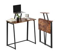 FurnitureR - Escritorio de Ordenador Plegable, Estilo Industrial, Estante de Pantalla Elevado, Compacto, fácil de Plegar y Mover, Ideal para salón o Espacio reducido, 80 x 40 x 74 cm