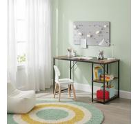 FurnitureR - Escritorio para habitación Infantil, 120 x 60 cm, Estructura metálica de Madera, Grandes Espacios de Almacenamiento, estantes Laterales prácticos-2 Niveles de Ajuste de Altura, para