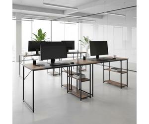 FurnitureR - Estación de Trabajo informática, 120 x 60 cm, Madera y Metal, 2 Niveles de Almacenamiento, Ajuste de Altura, diseño Moderno, Bandeja de Madera Bi-Ton, Ideal para Oficina, Dormitorio