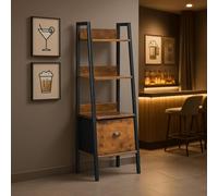 FurnitureR - Estantería de Bar para Bar (H-26 cm, Compartimento de Almacenamiento para Botellas de alcoholes y Vasos, 4 Niveles de Almacenamiento con cajones de no Tejido, 42 x 29 x 110 cm)