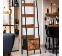 FurnitureR - Estantería de Bar para Bar (H-26 cm, Compartimento de Almacenamiento para Botellas de alcoholes y Vasos, 5 Niveles de Almacenamiento con cajones de no Tejido, 42 x 29 x 141 cm)