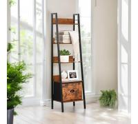 FurnitureR - Estantería de Entrada para Entrada, Mueble de 5 Niveles, Almacenamiento con cajones de no Tejido, diseño Moderno, Madera y Metal, para Espacios pequeños, 42 x 29 x 141 cm