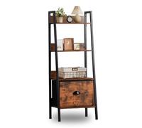 FurnitureR - Estantería de Escalera de 4 Niveles, Biblioteca, Almacenamiento con cajones de no Tejido, para salón, Dormitorio, Oficina, estantes de jardín H 110 cm, Estilo Industrial, marrón rústico