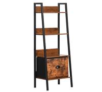 FurnitureR Estantería de escalera para libros, estantería de almacenamiento industrial, estantería abierta con cajón para sala de estar, dormitorio, oficina, cocina, jardín, 42,5 x 29 x 110 cm, marrón