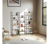 FurnitureR Estantería Industrial de 152 x 155 cm, 14 estantes, Color marrón y Negro, Capacidad de Carga de 300 kg, Altura Ajustable, estanterías en el salón