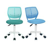 FurnitureR FR Carnation Escritorio Oficina Asiento de Tela Estudio ergonómica sin reposabrazos, Silla giratoria de Altura Ajustable, Juego de 2, Azul + Aguamarina, Metal, Blue+Aqua, 40x38.5x87cm