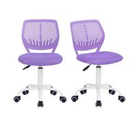 FurnitureR FR Carnation Purple Escritorio de Oficina, Asiento de Tela, ergonómica de Estudio sin reposabrazos, Silla giratoria de Altura Ajustable, Juego de 2, Color Morado, Metal, 40x38.5x87cm