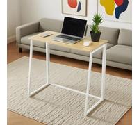 FurnitureR FurnitureR Escritorio Compacto y Plegable, Bandeja Madera Efecto Roble y Marco metálico, fácil de Transportar y Guardar, para Dormitorio, salón u Oficina, Oak, 80 x 40 x 74 cm