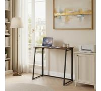 FurnitureR FurnitureR Escritorio Compacto y Plegable, Bandeja Madera Efecto Vintage y Marco metálico, fácil de Transportar y Guardar, para Dormitorio, salón u Oficina, 80 x 40 x 74 cm