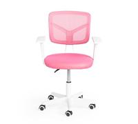 FurnitureR Home - Escritorio de Ordenador para jóvenes/Adolescentes con Malla Transpirable, giratoria Silla de Estudio Ajustable en Altura con apoyabrazos, Rosa, Metal, 50 x 53 x 87 cm