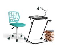 FurnitureR - Juego de 2 Juegos de Muebles, Silla Aqua y Oficina Plegable en Color Negro, diseño ergonómico, Altura y ángulo Ajustables, plástico y Metal, para el hogar y la Sala de Juegos, fácil de
