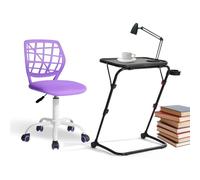 FurnitureR - Juego de 2 Juegos de Muebles, Silla de Color Morado y Oficina, Plegable, Color Negro, diseño ergonómico, Altura y ángulo Ajustables, plástico y Metal, para el hogar y la Sala de Juegos