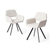 FurnitureR Juego de 2 sillas de Comedor giratorias, Elegantes sillas de Cocina con Asiento de Tela Suave y Base de Metal para Comedor y Cocina, Color Beige