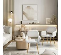 FurnitureR - Juego de 2 sillas de Comedor Modernas, Patas de Metal, Respaldo Calado de Tela Beige, diseño escandinavo, para Comedor, Dormitorio, 56 x 53 x 80 cm