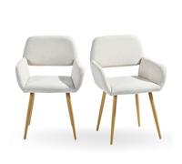 FurnitureR Juego de 2 sillas de Comedor, Silla Acolchada, Silla de Cocina, cómoda Silla con reposabrazos, Respaldo, Silla con reposabrazos para Comedor, salón, Tela Beige