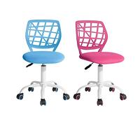 FurnitureR - Juego de 2 sillas de Ordenador para el hogar, la Oficina y el Estudio, diseño ergonómico, Color Rosa Azul, 38,5 cm x 40 cm x 75 - 87 cm