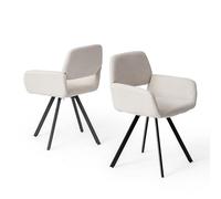 FurnitureR Juego de 2 sillas giratorias para sala de estar, elegantes sillas decorativas con asiento de tela suave y base de metal para sala de estar, dormitorio, color beige