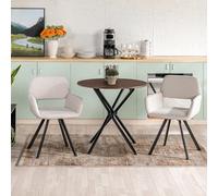 FurnitureR - Juego de 2 sillas Modernas con apoyabrazos giratorios a 360°, Patas radiales de Metal, Respaldo Calado de Tela Beige, diseño escandinavo, para Comedor, Dormitorio, 56 x 43 x 83 cm