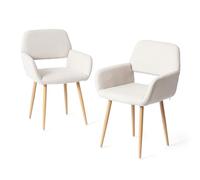 FurnitureR - Juego de 2 sillas Modernas, Patas de Metal, Respaldo Calado de Tela Beige, diseño escandinavo, para Comedor, Dormitorio, 56 x 53 x 80 cm