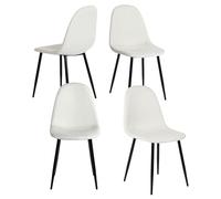FurnitureR Juego de 4 Elegantes sillas de Comedor de Tela con Patas de Metal, Ideal para Dormitorio, salón, Color Crema