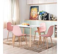 FurnitureR - Juego de 4 sillas con Respaldo ergonómico de PP con Patas de Metal, Dormitorio, Sala de Estar, Comedor, Crema Blanca, Blanco, 46 x 45 x 83,5 cm