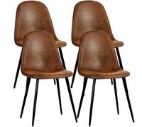 FurnitureR - Juego de 4 sillas de Comedor cómodas de Tela tapizada, sillas Laterales sin Brazos para el hogar, Cocina, Sala de Estar, recámara, Restaurante y café (café)