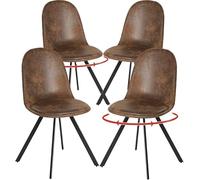 FurnitureR Juego de 4 sillas de Comedor de Ante, sillas giratorias nórdicas de 360° con Respaldo para Comedor, Sala de Estar, Dormitorio, Cocina, Color marrón