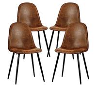 FurnitureR Juego de 4 sillas de Comedor de Gamuza de Tela para Comedor, sillas de Cocina con Patas de Metal para Sala de Estar, Color marrón Oscuro