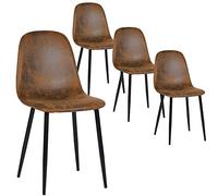 FurnitureR Juego de 4 sillas de Comedor escandinavas de Ante sintético Vintage sillas de Cocina para Comedor, Color marrón