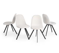 FurnitureR Juego de 4 sillas de Comedor giratorias 360°, sin reposabrazos y Patas de Metal radiales, Elegantes para Dormitorio y Comedor, Color Crema