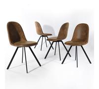 FurnitureR - Juego de 4 sillas de Comedor giratorias de Gamuza, sillas de Cocina de Ocio giratorias de 360 °, para Comedor, Cocina, Color marrón