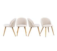 FurnitureR - Juego de 4 sillas de Comedor Modernas en Forma de Concha, Tejido Beige Suave con Patas de Metal, Asientos de Cocina Elegantes